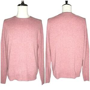 M&S Collection | Men | 100% Fine Lambs Wool Marled Pink Crew Sweater | Large